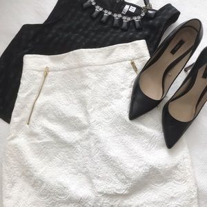 High waisted white mini skirt